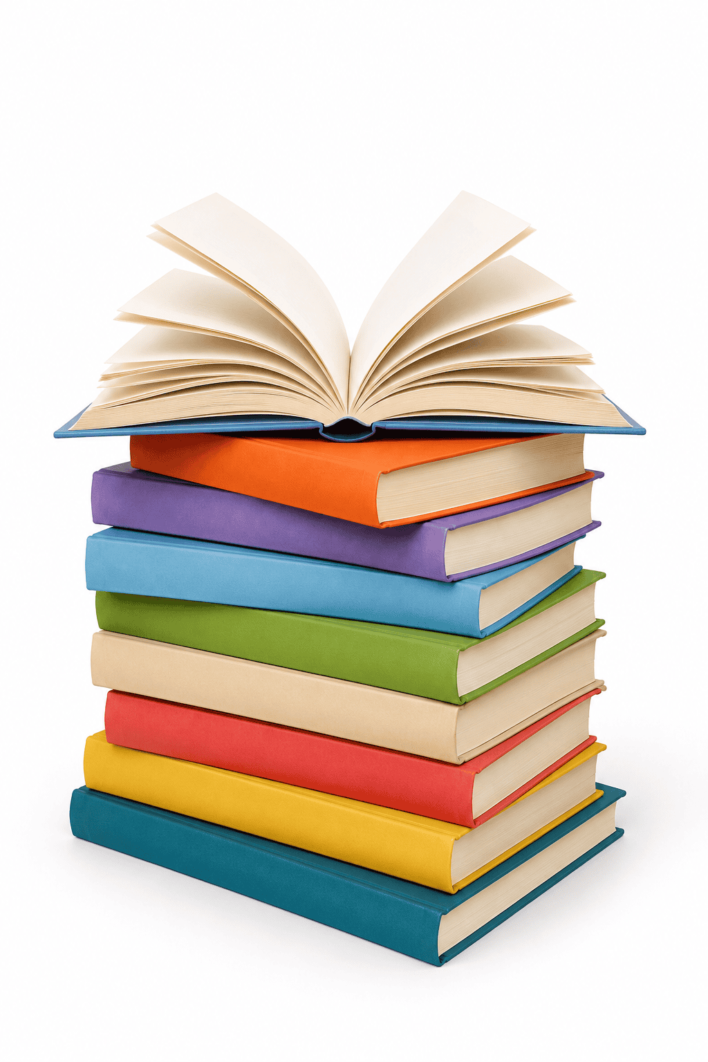 Books, education, learning, knowledge, reading, study materials, stack of books, open book.