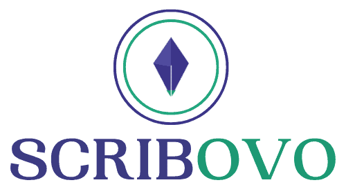 Scribovo Brand - Scribovo logo featuring a geometric diamond shape in blue and green.